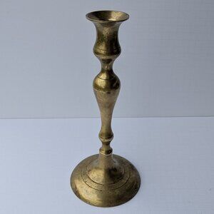 Vintage Brass Candle Holder 10" Tall 3.25" Diameter Base